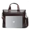 Briefcases 2023 Luxury Leather Business Men's Briefcase Male Fashion Shoulder Bag Men Messenger Boy Casual Tote Computer