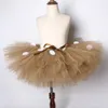 Kjolar fluffy brun hjort kjol juldräkt barn ren tyll kjol för halloween karneval barn outfit 1-14 år 230403