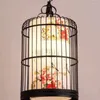 샹들리에 펜던트 조명 미미한 중국 스타일 조경 그림 램프 냄비 냄비 식당 EL LED 천장 샹들리에
