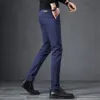 Spring Autumn Business Dress Pants Men Elastic Waist Frosted Fabric Casual Trousers Formal Social Suit Pant Costume Homme 220218252J
