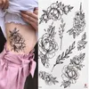 5 PC Tatuagens temporárias Tatuagem de tatuagem temporária Roses preto Padrão de flor Padrão