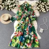 Casual Dresses Full Garden Spring Series Elegant Printed Dress Women's Summer 2023 Temperament Flower Holiday Long Femme Robes