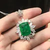 Wong Rain Vintage% 100% 925 STERLING Gümüş Yaratılan Moissanite Zümrüt Taş Düğün Akıcılık Kolye Güzel Takı Tüm LJ2265L