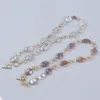 Chaînes Naturel d'eau douce Blanc Rose Violet Couleur mixte Collier de perles Collier Bracelet Ensemble de bijoux pour femmes