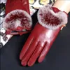 Cinq doigts gants 2023 Screentouch cuir femme hiver belle fourrure de Rex véritable peau d'agneau en peau de mouton vraies mitaines