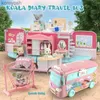 Kitchens Play Food Koala Tour Bus Dollhouse Creative Crafts Miniature Animal Mini Rabbit Bear Play House Dolls Set Villa Furniture Toys Girls GiftsL231104