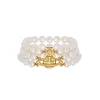 Ontwerper Viviene Westwoods Vivian Same Three Layer Saturn Pearl Bracelet Dames diamant inbedding zachte Celebrity Style Multi-gelaagde armband