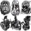 5 PC Temporära tatueringar Afrika Serengeti Lion Temporär tatuering Black Indian Warrior Waterproof Flash Tattoo Sticker Tribal Mighty Tiger Tatoo Men Women Z0403