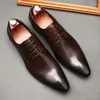 Zapatos de vestir hechos a mano cuero de los hombres Oxford negro borgoña encaje hasta fiesta de boda formal