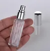 Klasik Uzun İnce Parfüm Atomizer Kare Şekli Boş doldurulabilir berrak cam sprey şişeleri Seyahat püskürtücüleri 10ml 1/3oz