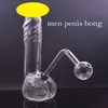 100 % lebensechter männlicher Penis, Glas-Ölbrenner-Bong, Wasserpfeife mit Unterrohr für Pfeifenrecycler, Dab-Rig, Aschenfänger mit Öltopf, 1 Stück