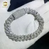 Bijoux Hip Hop personnalisés 10mm 2 rangées Vvs Moissanite Bracelet à maillons cubains en argent 925 chaîne à maillons cubains pour hommes femmes