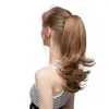Ponytails Synthetic Claw Clip In Ponytail Hair Extensions Hairpiece 14" Fake Blonde Hair Wavy False Pigtail With Elastic Band Horse Tail 230403