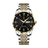 Wristwatches Men Quartz Watch Stainless Steel Top Quailty Luxury Push Button Hidden Clasp Waterproof Luminous Date Week Sport Wrist Watches 230403