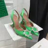 Amina Muaddi Wedding Dress Shoes 7cm 10cm Begum Bowknot Butterfly PVC Pumps High Heels Diamond Shine Sandal