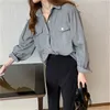 Blusas de mujer Camisas de mujer de manga larga sólido coreano holgado estudiante moda mujer retro calle estilo elegante 230404