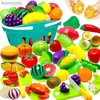 Cuisines Jouer à la nourriture Enfants en plastique cuisine jouet panier ensemble coupé fruits et légumes nourriture jouer maison Simulation jouets enfants éducation précoce cadeau L231104