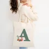 Bolsas de compras A-Z Alfabeto Bolso de mano Impresión inicial Shopper Mujer Hombro plegable Despedida de soltera Regalo para la escuela Chica