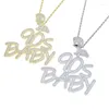 Correntes Iced Out Bling Letras CZ 90S BABY Colar com Pingente de Zircão Cúbico Pavimentado Alfabeto Charme Masculino Feminino Jóias Hip Hop