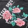 Męskie koszulki w trudnej sytuacji T-shirt streetwar Hip Hip Floral Rose Letter Druku