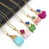 Pendant Necklaces Metal Chain Healing Energy Necklace Natural Druzy Agat Crystal Minerals Gem Stone Choker Charms Jewelry