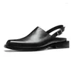 Robe chaussures hommes sandales noires bout carré boucle sangle pour mariage pu designer d'affaires décontracté