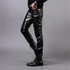 Hele Nieuwe Winter Heren Skinny Biker Leren Broek Mode Kunstleer Motorbroek Voor Mannelijke Stage Club Wear Q2634330d