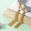 Orecchini pendenti Trend Nappa Perla coltivata d'acqua dolce fatta a mano con orecchino a bottone in filo d'argento sterling 925 lungo