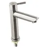 Bathroom Sink Faucets 304 Stainless Steel Silver Single Cold Faucet Corrosion Rust Prevention Counter Basin Filter Impurities