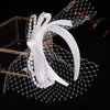 Hoofddeksels Franse elegante retro haarband Luxe parel satijnen strik sluier hoofdband bruids hoofdtooi Bruiloft haaraccessoires