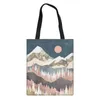 Einkaufstaschen Coloranimal Aquarell Landschaft Sonne Wald Landschaft Malerei Sommer Damen Bequeme Leinenhandtasche Umweltfreundliche Tasche