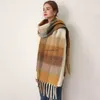 Scarves Korean version av Dongmen AC Plaid Scarf Soft Waxy Thicked Autumn and Winter New Mohair Imitation Cashmere för Women2LBZ