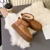 Womens ugTazz Chinelos Tasman semente de mostarda Castanha Fur Slides Pele de Carneiro Shearling Clássico Ultra Mini Plataforma Bota Mules de Inverno Mulheres Homens Sapatos de Neve Botas de camurça