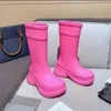 Rain Boots Long Paris Outdoor Luxury Design 2.0 Autumn and Winter Knight High Platform Big Head Tjock Bottom Non-Slip Jelly 279J