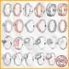 Authentic fit pandora rings charms charm Stackable Heart Daisy Flower Sparkling