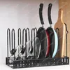 Kitchen Storage Pots And Pans Organizer Rack Heavy Duty Metal Lids Holder For