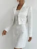2023 Womens Fashion Two-piece Dress Mujer And Tweed Bib Skirt, Elegant Small Button Women's Bib Skirt