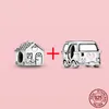 925 argento Fit Pandora Charms originali Ciondolo fai da te da donna Bracciali perline Cute House Occhio onniveggente Car Openwork