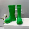 designer di lusso donna uomo stivali da pioggia parigi stile inghilterra gomma impermeabile acqua eains scarpe stivaletti alla caviglia marrone verde rosa brillante nero lungo