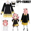 Cosplay anime spionfamilj Anya Forger cosplay kostym svart klänning enhetlig söt flickor rosa peruk vuxna barn