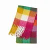 Scarves Ac Family Cashmere Shawl in Autumn and Winter2023 Winter Fashion Colored Chequered Scarf Warms Students'necks Thicker Shawls G221007KPKM