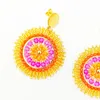 Dangle Earrings Beaded Roundness Sunflower Originality Colour Crystal Tide Simple Hand Knitting Bohemia Geometry Rice Bead