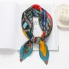 Sarongs 2022 Summer Crinkle Square Scarf For Women Print Silk Shawl Neckerchief Female Head Wraps Foulard Satin Hijab Hair Band Bandana P230403