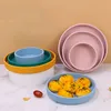 3pcs/set Round Silicone Plates Unbreakable Dinner Dishes Plates Set Dishwasher Microwave Safe Dinnerware Baking Fruit Bowls Kitchen Camping Travel W0121