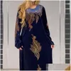 Ethnic Clothing Plus Size Veet Evening Dresses For Women 2021 Winter Long Sleeve Kaftan Maxi Dress Abaya Dubai Turkey Muslim African Dhglr