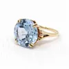커플 반지 단순한 세련된 18K 골드 라이트 블루 다이아몬드 여성 로맨틱 반지 약혼 신부 공주 사랑 드롭 DHGARDEN DHIJL