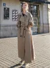 Trench da donna Stile coreano Cappotto XL lungo oversize largo Cappotto doppiopetto con cintura Lady Mantello Giacca a vento Primavera Autunno Capispalla Grigio 230403