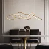 Pendant Lamps Light Luxury Stainless Steel Dining Room Chandelier Minimalist Art Lines Table Bar Lamp Nordic Modern