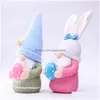 Outros suprimentos de festa festiva Páscoa bonito material sem rosto boneca de pelúcia gnome coelho decoração artesanal coelho elf brinquedos estatuetas holid dhqqn