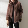 Giacche da donna Inverno Donna Casusl Cappotto ispessito Moda Colletto corto alla coreana Giacca in pelliccia di velluto double face Femme
